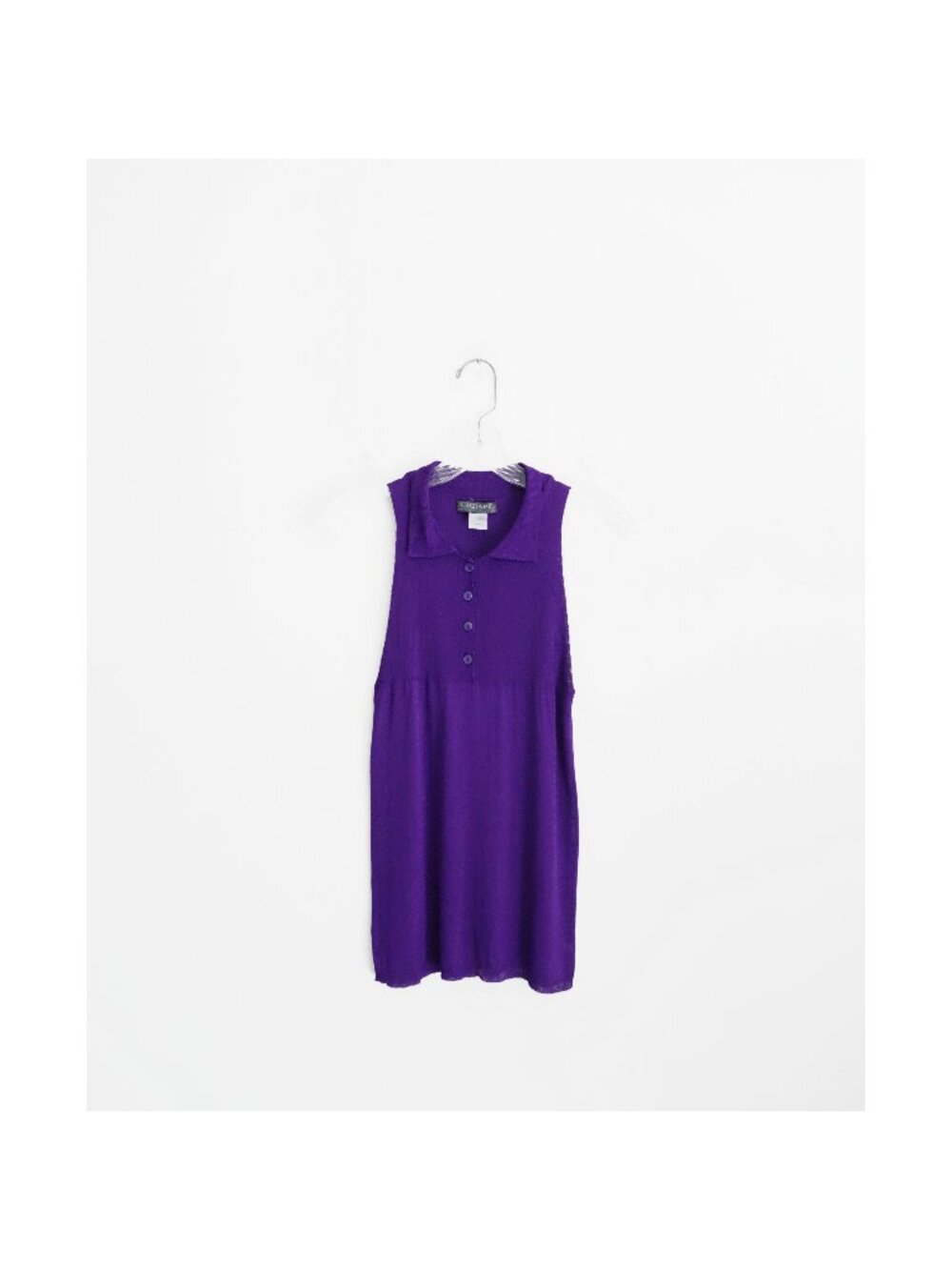 Vtg 00s Y2K Krizia Poi Purple Knit Sleeveless Collared Polo Top sz IT 38 US 2